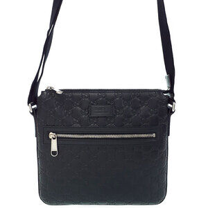 GUCCI Signature Crossbody Messenger Bag Guccissima Black